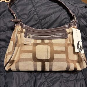 Nine West Tan and Brown Geometric Shoulder Bag
